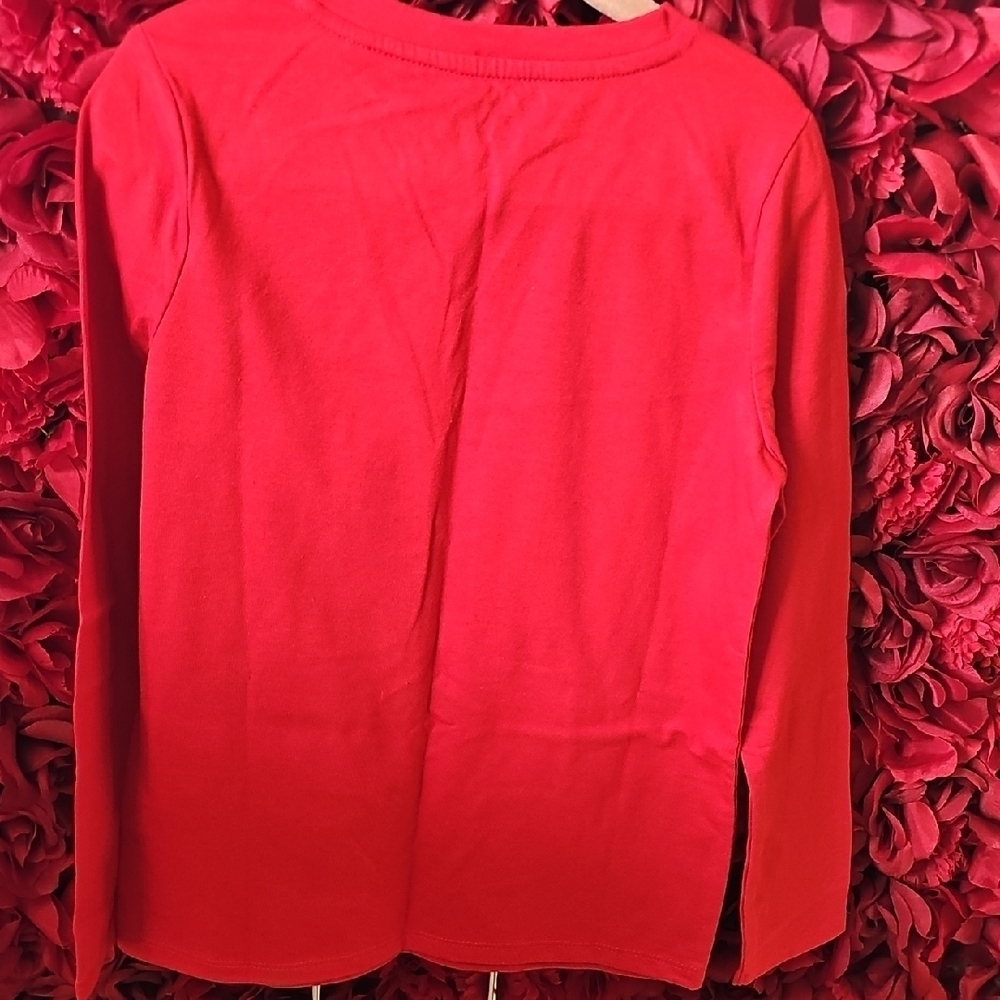 Cat & Jack NWT Girls Red Long Sleeve Shirt with Dog Print Size 6/6X - Picture 5 of 5